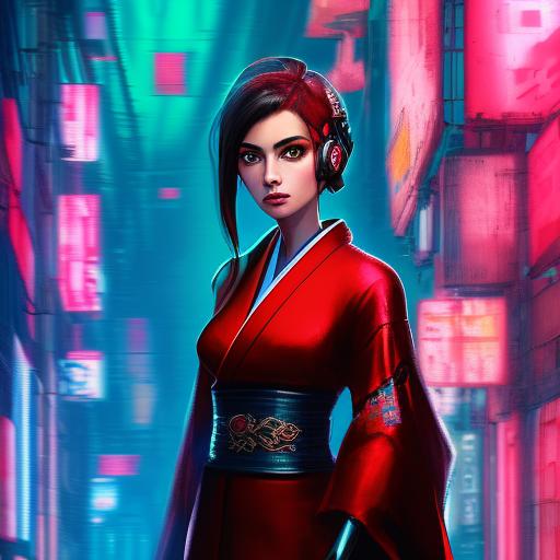 01505-2227-a girl in a red kimono, masterpiece composition, cyberpunk.png